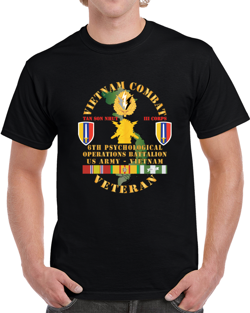 Army - Vietnam Combat Vet - 6th Psyops Bn - Usarv W Vn Svc X 300 T Shirt