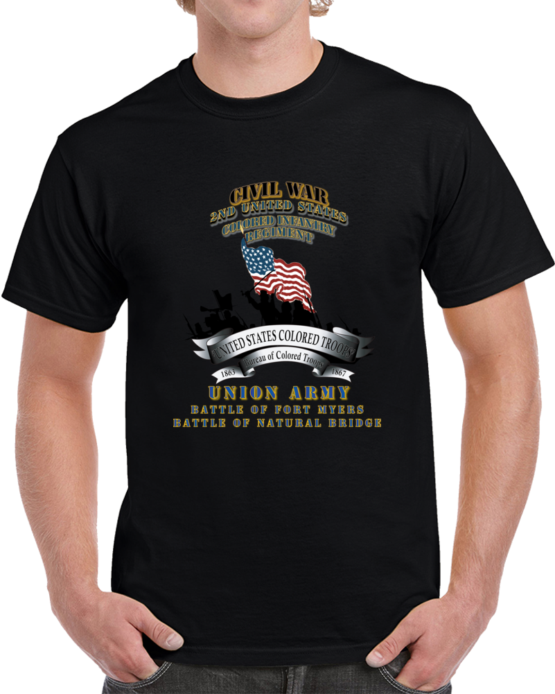 Civil War - 2nd United States Colored Infantry Regiment With Usct Bureau Banner - Usa - Battle X 300 T Shirt
