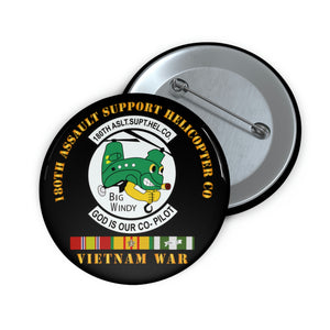 Custom Pin Buttons - Army - 180th ASHC  w VN SVC