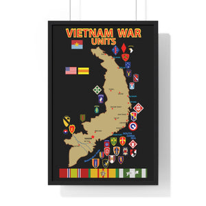 Premium Framed Vertical Poster - Map - Vietnam Units - 3 wo DS - Black