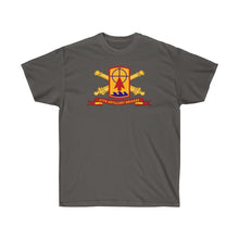 Load image into Gallery viewer, Unisex Ultra Cotton Tee - Army - 57th Artillery Brigade - Shoulder Sleeve Insignia (SSI) with Artillery Branch and Ribbon - American Patriot
