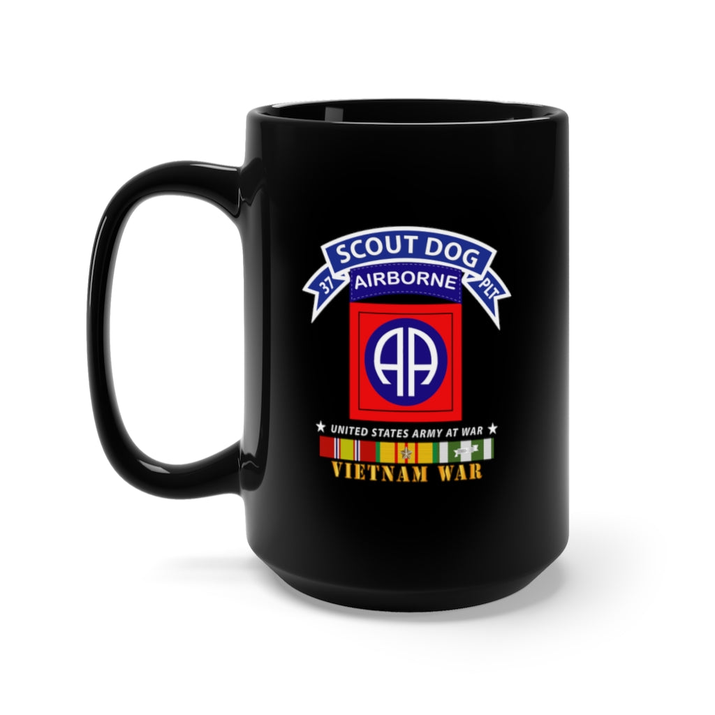 Black Mug 15oz - Army - 37th Scout Dog Platoon - 82nd Airborne Div w VN SVC