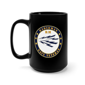 Black Mug 15oz - Navy - Radioman - RM - Veteran