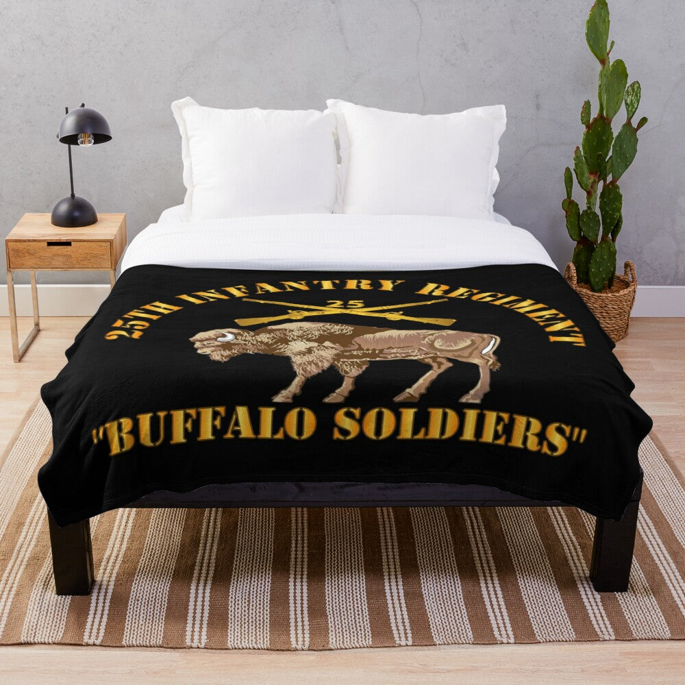 Army - 25th Infantry Regiment - Buffalo Soldiers w 25th Inf Branch Insignia Throw Blanket