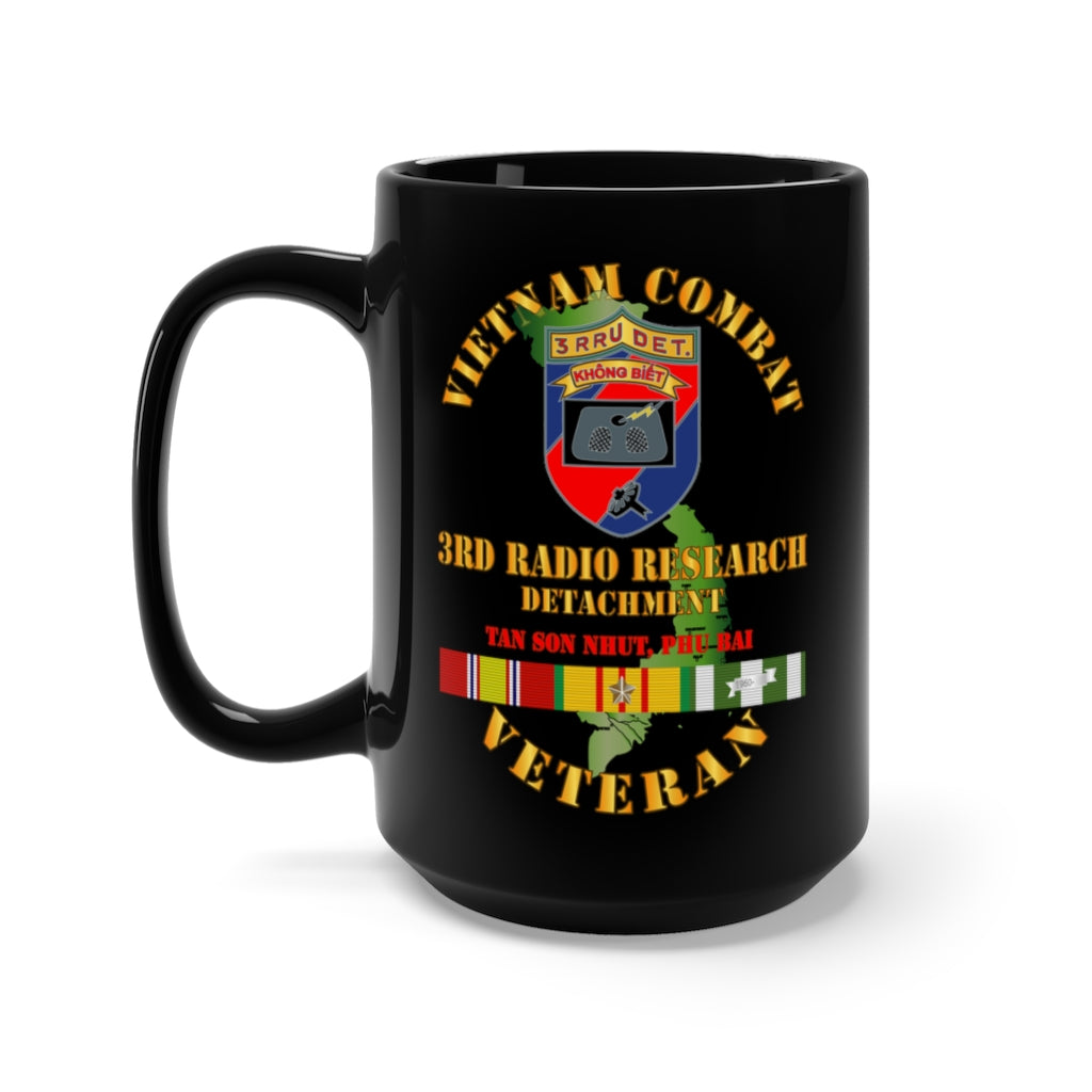 Black Mug 15oz - Army - Vietnam Combat Vet - 3rd Radio Research Unit (RRU) w VN SVC