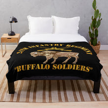 Load image into Gallery viewer, Army - 24th Infantry Regiment - Buffalo Soldiers w 24th Inf Branch Insignia Throw Blanket
