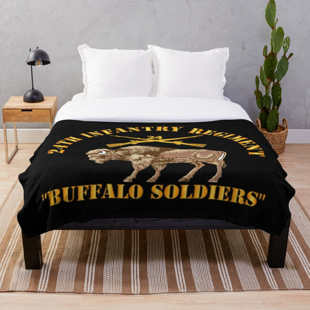 Army - 24th Infantry Regiment - Buffalo Soldiers w 24th Inf Branch Insignia Throw Blanket