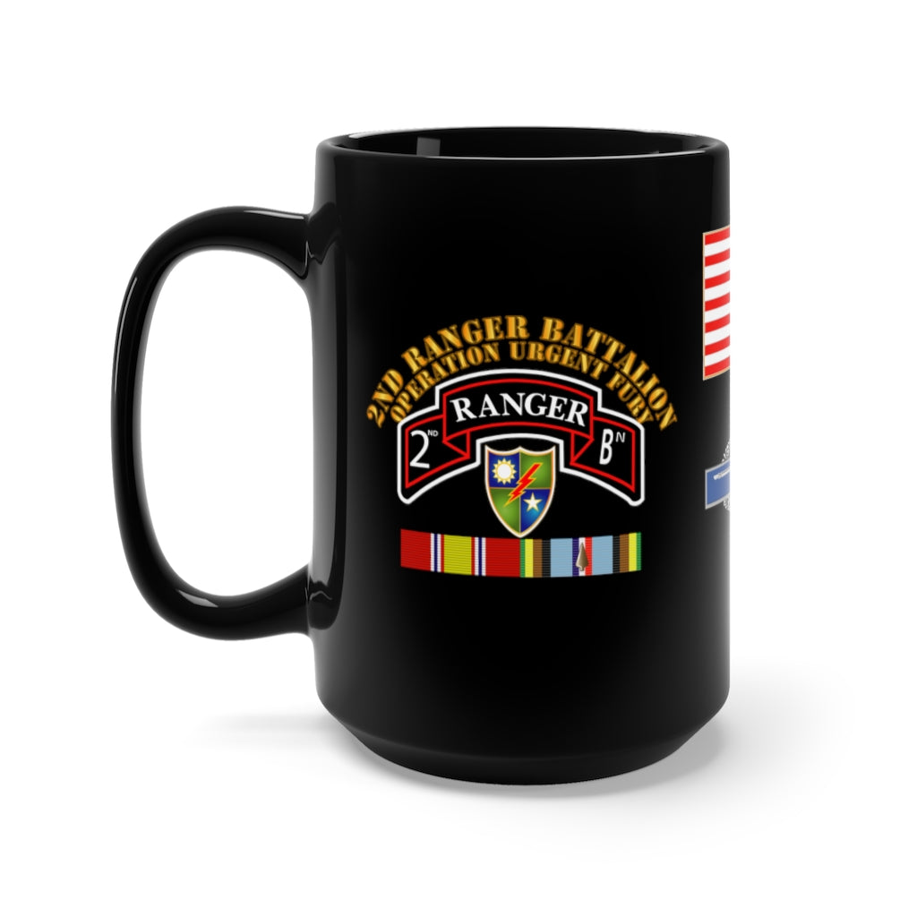 Black Mug 15oz - Army - 2nd Ranger Battalion (Airborne) - Operation Urgent Fury - Invasion of Grenada