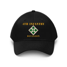 Load image into Gallery viewer, Twill Hat - Army - 4th Infantry Division with Text - Embroidery
