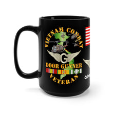 Load image into Gallery viewer, Black Mug 15oz - Army - Combat Veteran - Vietnam Door Gunner - Air Assault with Aviation Branch and Vietnam Service Ribbons
