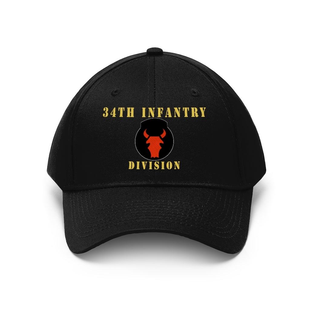 Twill Hat - Army - 34th Infantry Division - Hat - Embroidery