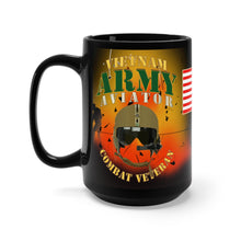 Load image into Gallery viewer, Black Mug 15oz - Army - Combat Aviator - Vietnam with Helmet, Branch and Vietnam Service Ribbons
