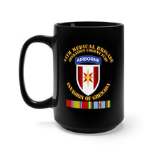 Load image into Gallery viewer, Black Mug 15oz - Army - Grenada - 44th Med Bde Operation Urgent Fury w Svc Ribbons
