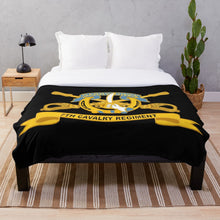 Load image into Gallery viewer, Army - 7th Cavalry Regiment w Br - Ribbon Throw Blanket
