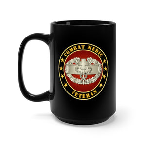 Black Mug 15oz - Army - Combat Medic Veteran