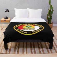 Load image into Gallery viewer, Army - 2nd Armored Cavalry Regiment DUI - Red White - Battle of 73 Easting Throw Blanket
