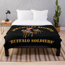 Load image into Gallery viewer, Army - 10th Cavalry Regiment w Cavalrymen - Buffalo Soldiers Throw Blanket
