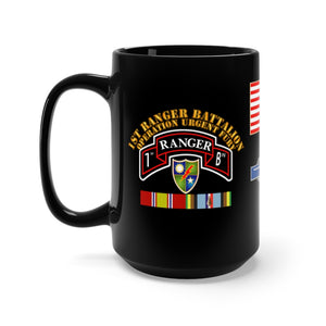 Black Mug 15oz - Army - 1st Ranger Battalion (Airborne) - Operation Urgent Fury - Invasion of Grenada