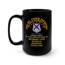 Load image into Gallery viewer, Black Mug 15oz - Army - 3rd Bn 126th Infantry Detroit City MI - Arson - Sniper 1966 - 1967 - Civil Disorder
