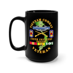 Black Mug 15oz - Army - Vietnam Combat Infantry Veteran w 199th Inf Bde SSI V1