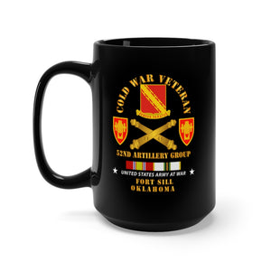 Black Mug 15oz - Army - Cold War Vet - 52nd Artillery Group - Fort Sill, OK w COLD SVC
