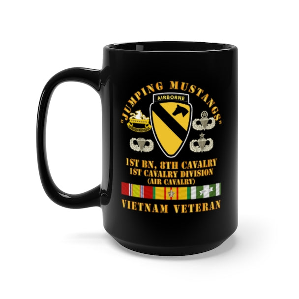 Black Mug - Army - Jumping Mustangs - 1st Bn 8th Cav 1st Cav - w VN SVC