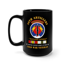 Load image into Gallery viewer, Black Mug 15oz - Army - 56th Artillery - Pershing - Nuclear Capable w COLD Svc Medals
