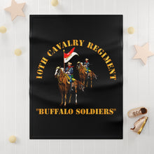 Load image into Gallery viewer, Soft Fleece Blanket - Army - 10th Cavalry Regiment w Cavalrymen - Buffalo Soldiers
