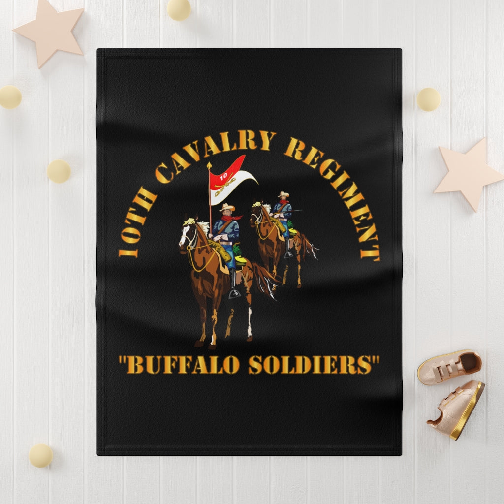 Soft Fleece Blanket - Army - 10th Cavalry Regiment w Cavalrymen - Buffalo Soldiers