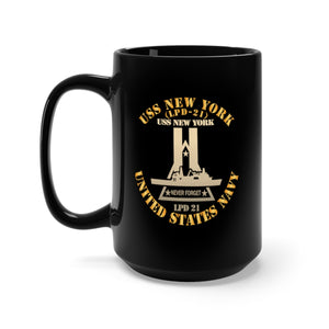 Black Mug 15oz - Navy - USS New York (LPD-21) X 300