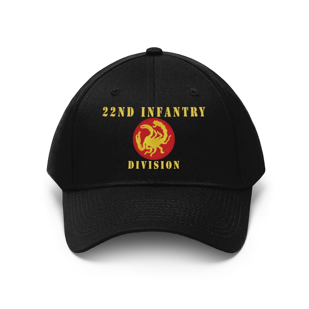 Twill Hat - Army - 22nd Infantry Division - Hat - Embroidery