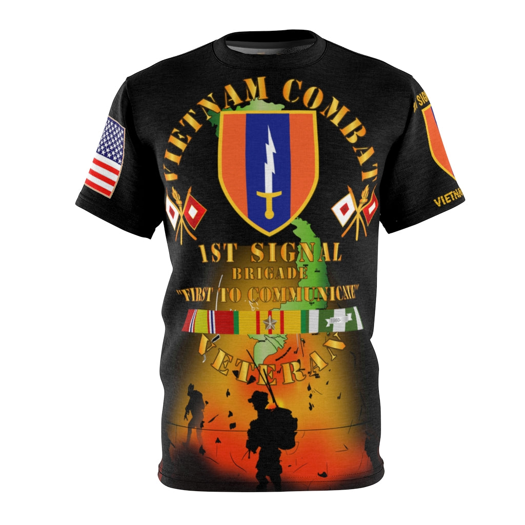 All Over Printing - Army - Vietnam Veteran - 1st Signal Brigade - Combat Communicator First to Communicate with Vietnam Service Ribbons