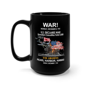 Black Mug 15oz - Navy - WAR - Attack on Pearl Harbor - Japanese Planes - USS Arizona