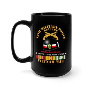 Black Mug 15oz - Army - 18th MP Brigade - Helmet - Vietnam w SVCV1