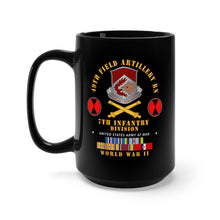 Load image into Gallery viewer, Black Mug 15oz - Army - 49th Field Artillery Bn - 7th Inf Div - WWII w ARR
