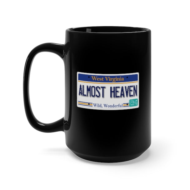 Black Mug 15oz - Govt - License - WV - Almost Heaven