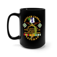 Load image into Gallery viewer, Black Mug 15oz - Army - Vietnam Combat Veteran w 1st Bn - 50th Inf - 3rd Bde 4th Inf Div 1968 w VN SVC
