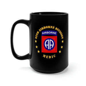 Black Mug 15oz - Army - 82nd Airborne Division - Medic