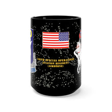 Load image into Gallery viewer, Black Mug 15oz - Army - 160th Special Operations Aviation Regiment (Airborne) - Night Stalkers - Death Waits in the Dark
