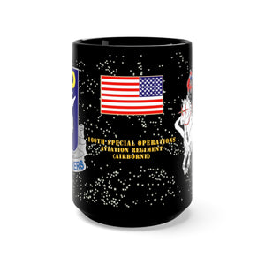 Black Mug 15oz - Army - 160th Special Operations Aviation Regiment (Airborne) - Night Stalkers - Death Waits in the Dark