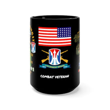 Load image into Gallery viewer, Black Mug 15oz - 11th Infantry Brigade - Vietnam War Veteran with Jungle Patrol, Combat Infantryman Badge,Vietnam SVC Ribbons
