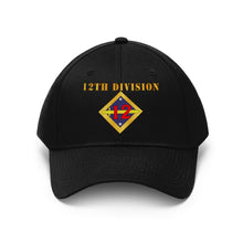 Load image into Gallery viewer, Twill Hat - Army - 12th Division with Text - Embroidery
