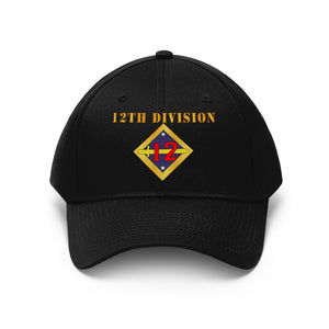 Twill Hat - Army - 12th Division with Text - Embroidery