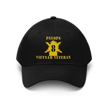 Load image into Gallery viewer, Twill Hat - Army - PSYOPS w Branch Insignia - 8th Battalion Numeral - w Vietnam Vet Below X 300 - Hat - Embroidery
