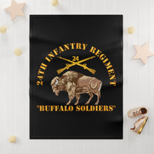 Load image into Gallery viewer, Soft Fleece Blanket - Army - 24th Infantry Regiment - Buffalo Soldiers w 24th Inf Branch Insignia
