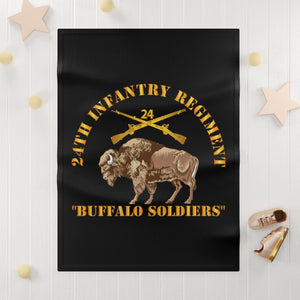 Soft Fleece Blanket - Army - 24th Infantry Regiment - Buffalo Soldiers w 24th Inf Branch Insignia
