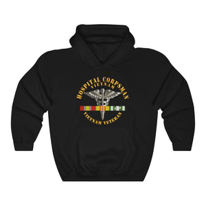 Unisex Heavy Blend Hooded Sweatshirt - Hospital Corpsman - Vietnam Veteran with Vietnam Service Ribbons - Both Front and Back