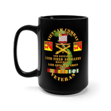 Load image into Gallery viewer, Black Mug 15oz - Army - Vietnam Combat Vet - 6th Bn 15th Artillery - 54th Artillery Group w105mm
