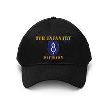 Load image into Gallery viewer, Twill Hat - Army - 8th Infantry Division with Text - Embroidery
