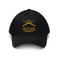 Load image into Gallery viewer, Twill Hat - Army - HHC, 3rd Bn, 126th Infantry Regiment w Crossed Rifles - Branch - Embroidery
